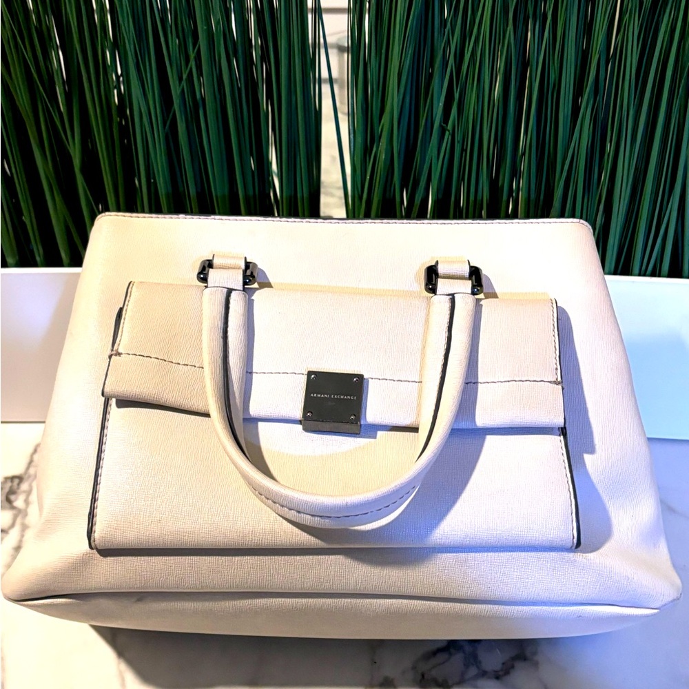 Medium Armani Exchange Satchel Beige
